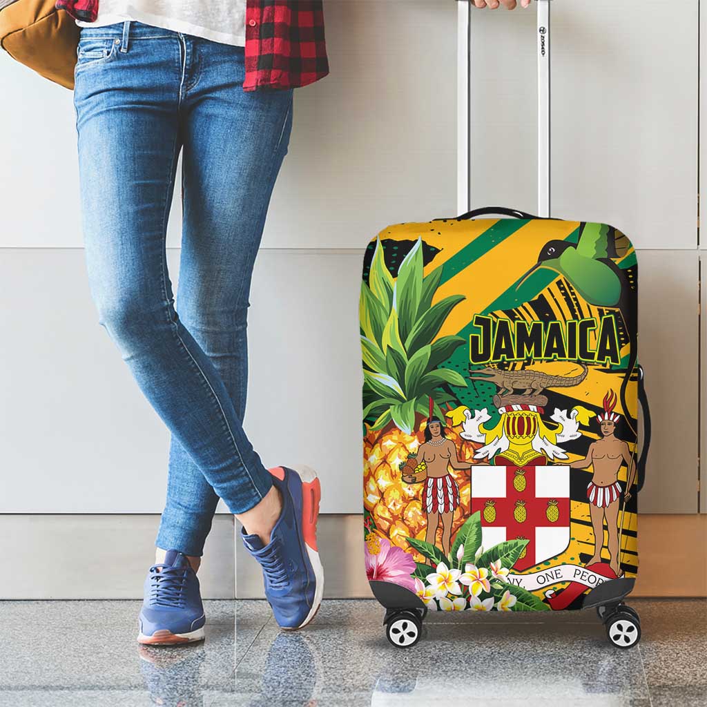 Jamaica Red-billed Streamertail Luggage Cover Pineapple Tropical Style LT01