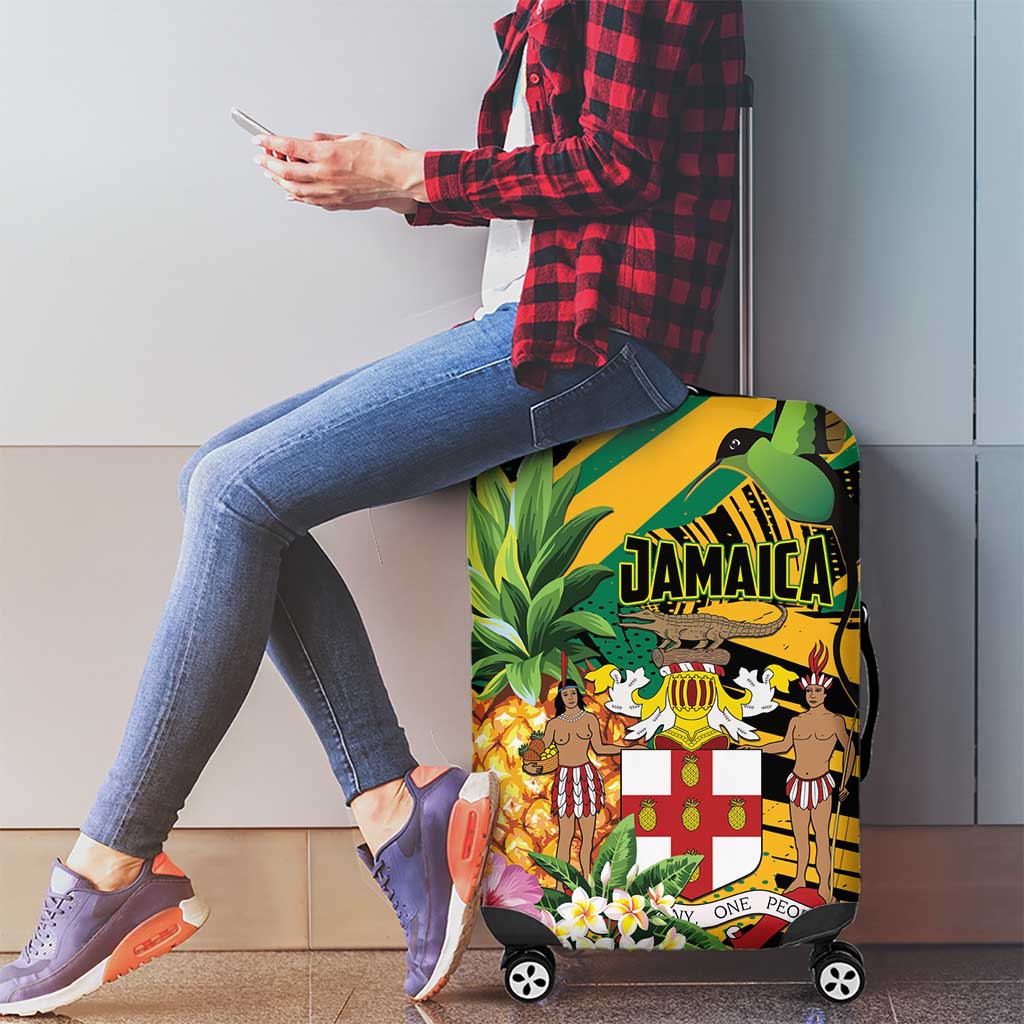 Jamaica Red-billed Streamertail Luggage Cover Pineapple Tropical Style LT01