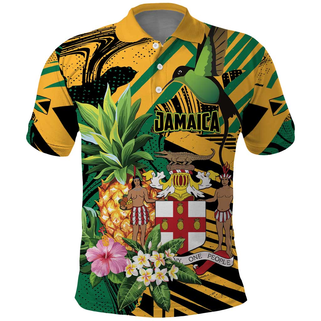 Personalized Jamaica Red-billed Streamertail Polo Shirt Pineapple Tropical Style LT01