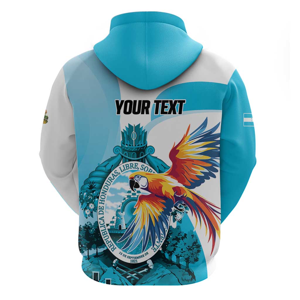 Personalized Honduras 1821 Hoodie Scarlet Macaw Sky Blue Color LT01