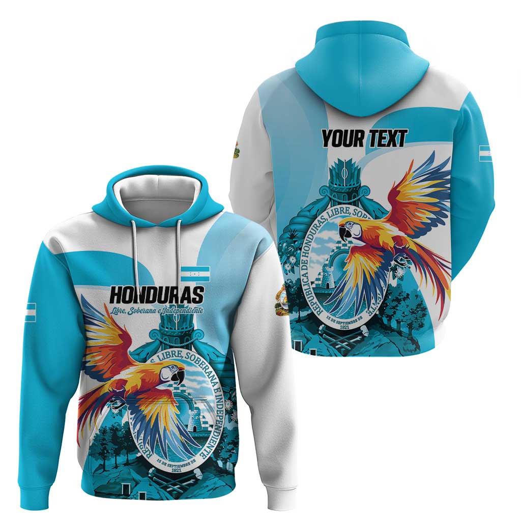 Personalized Honduras 1821 Hoodie Scarlet Macaw Sky Blue Color LT01