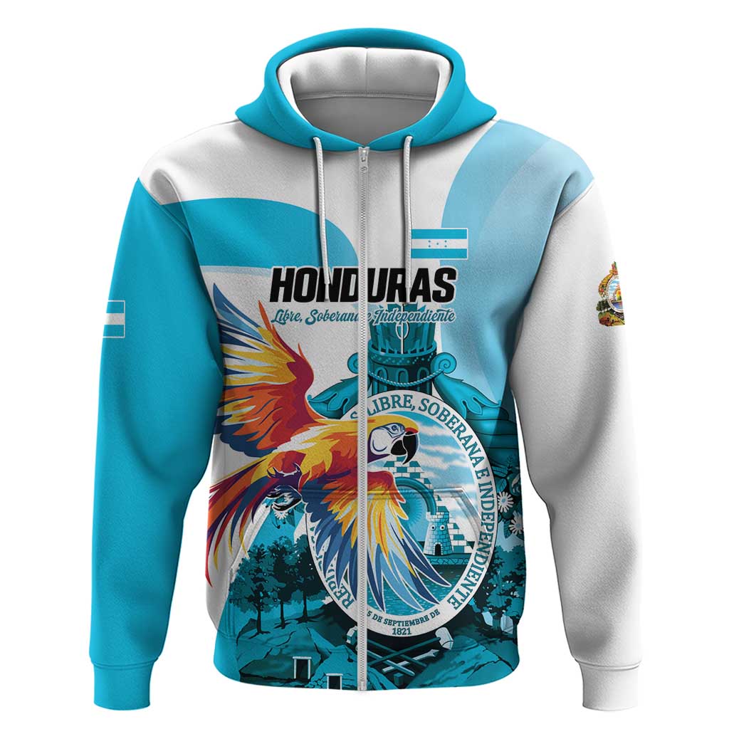 Personalized Honduras 1821 Hoodie Scarlet Macaw Sky Blue Color LT01