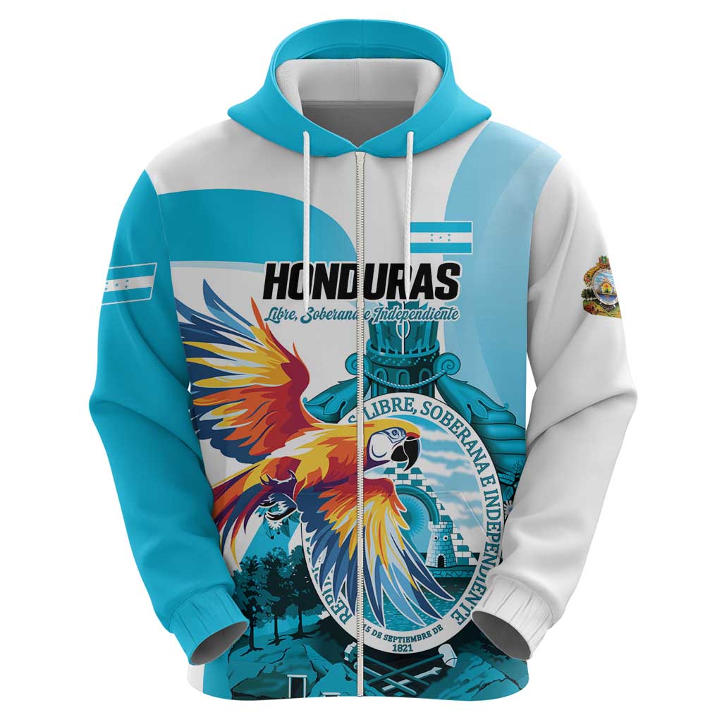Personalized Honduras 1821 Hoodie Scarlet Macaw Sky Blue Color LT01