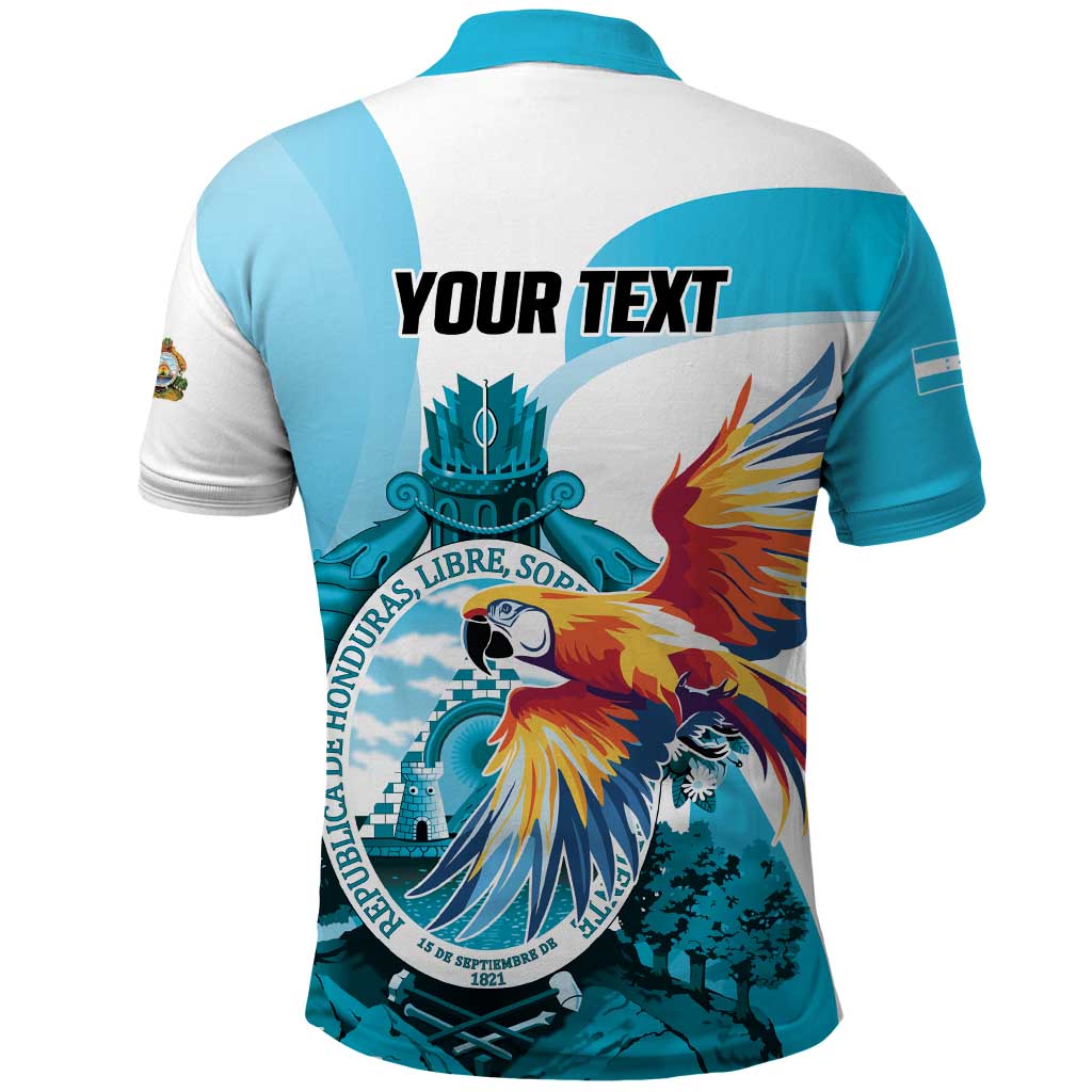 Personalized Honduras 1821 Polo Shirt Scarlet Macaw Sky Blue Color LT01