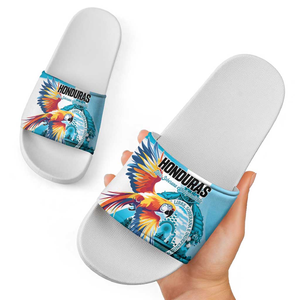 Honduras 1821 Slide Sandals Scarlet Macaw Sky Blue Color LT01