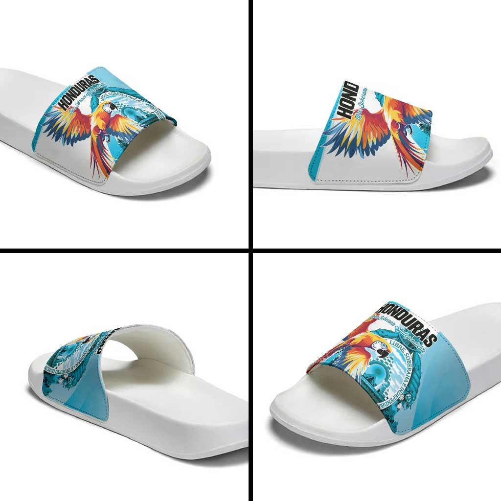 Honduras 1821 Slide Sandals Scarlet Macaw Sky Blue Color LT01