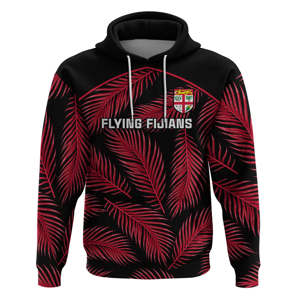 Custom Fiji Rugby Hoodie Flying Fijians Red Palm Tree Version LT01