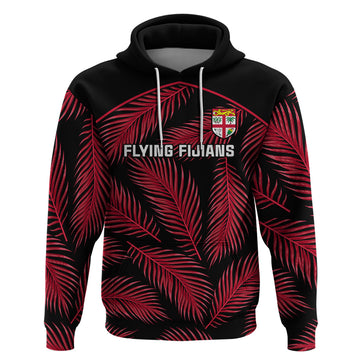 Custom Fiji Rugby Hoodie Flying Fijians Red Palm Tree Version LT01