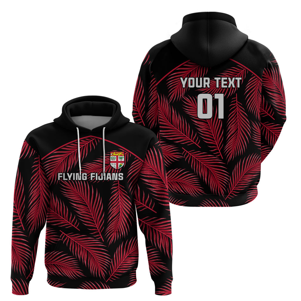 Custom Fiji Rugby Hoodie Flying Fijians Red Palm Tree Version LT01