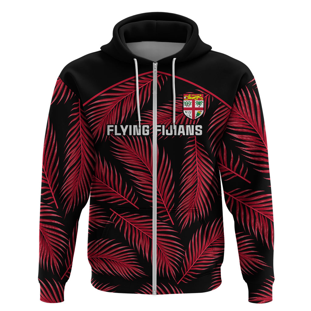 Custom Fiji Rugby Hoodie Flying Fijians Red Palm Tree Version LT01