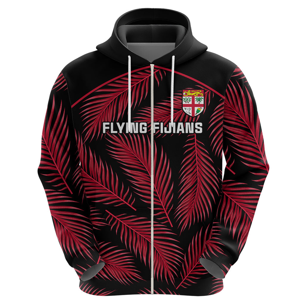 Custom Fiji Rugby Hoodie Flying Fijians Red Palm Tree Version LT01