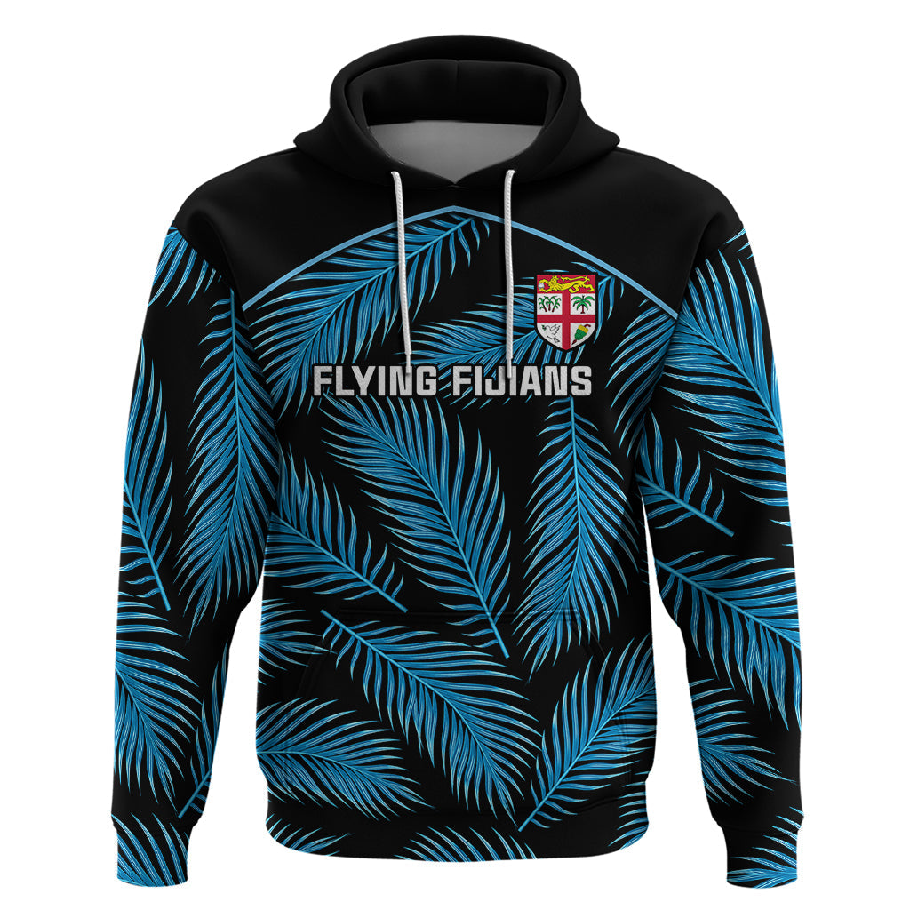 Custom Fiji Rugby Hoodie Flying Fijians Blue Palm Tree Version LT01