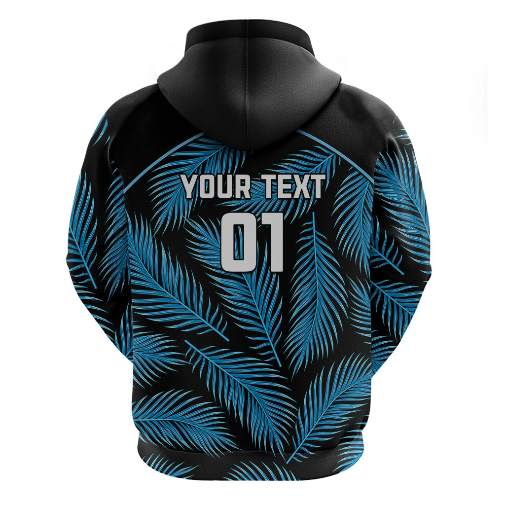 Custom Fiji Rugby Hoodie Flying Fijians Blue Palm Tree Version LT01