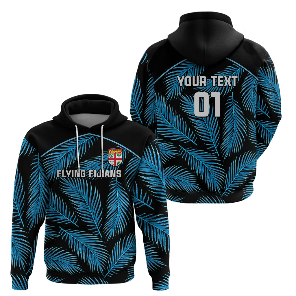 Custom Fiji Rugby Hoodie Flying Fijians Blue Palm Tree Version LT01