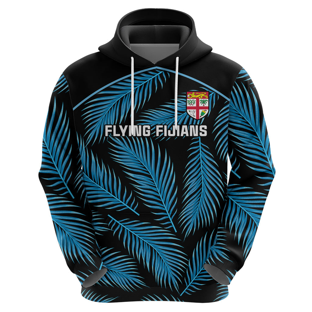 Custom Fiji Rugby Hoodie Flying Fijians Blue Palm Tree Version LT01