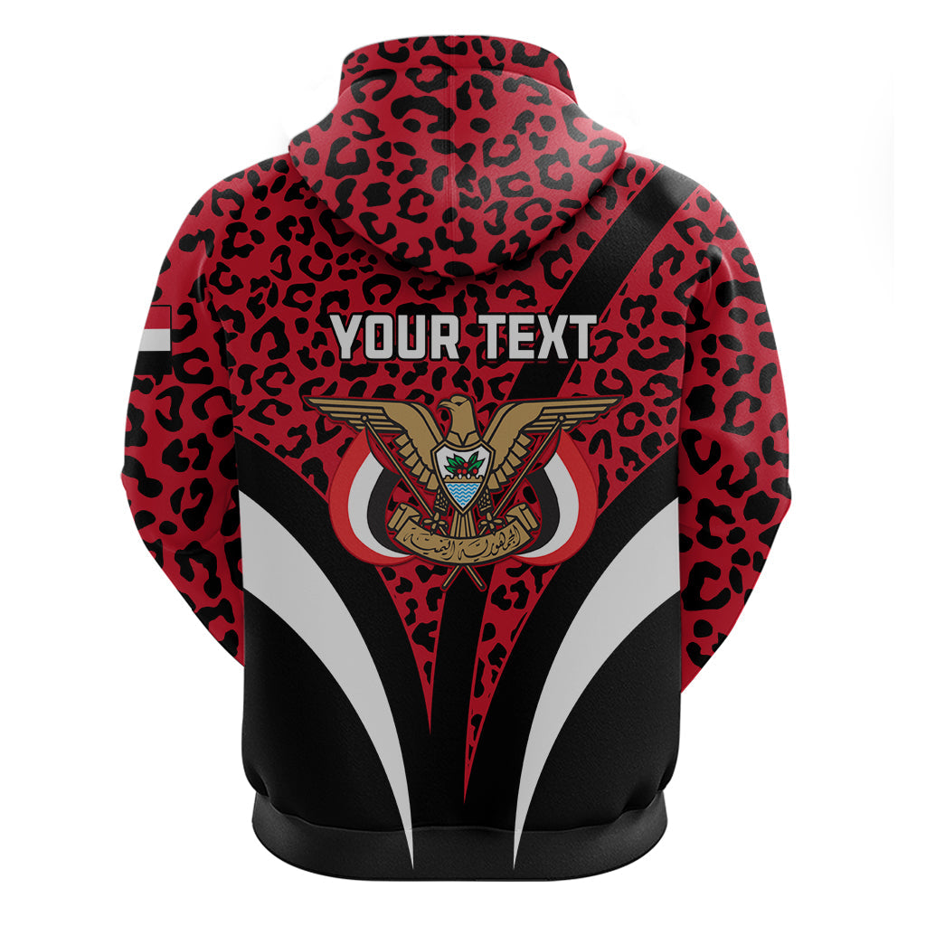 Personalised Yemen Independence Day Hoodie Yemeni Coat Of Arms Leopard Pattern LT01