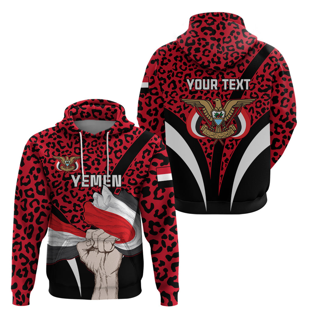 Personalised Yemen Independence Day Hoodie Yemeni Coat Of Arms Leopard Pattern LT01