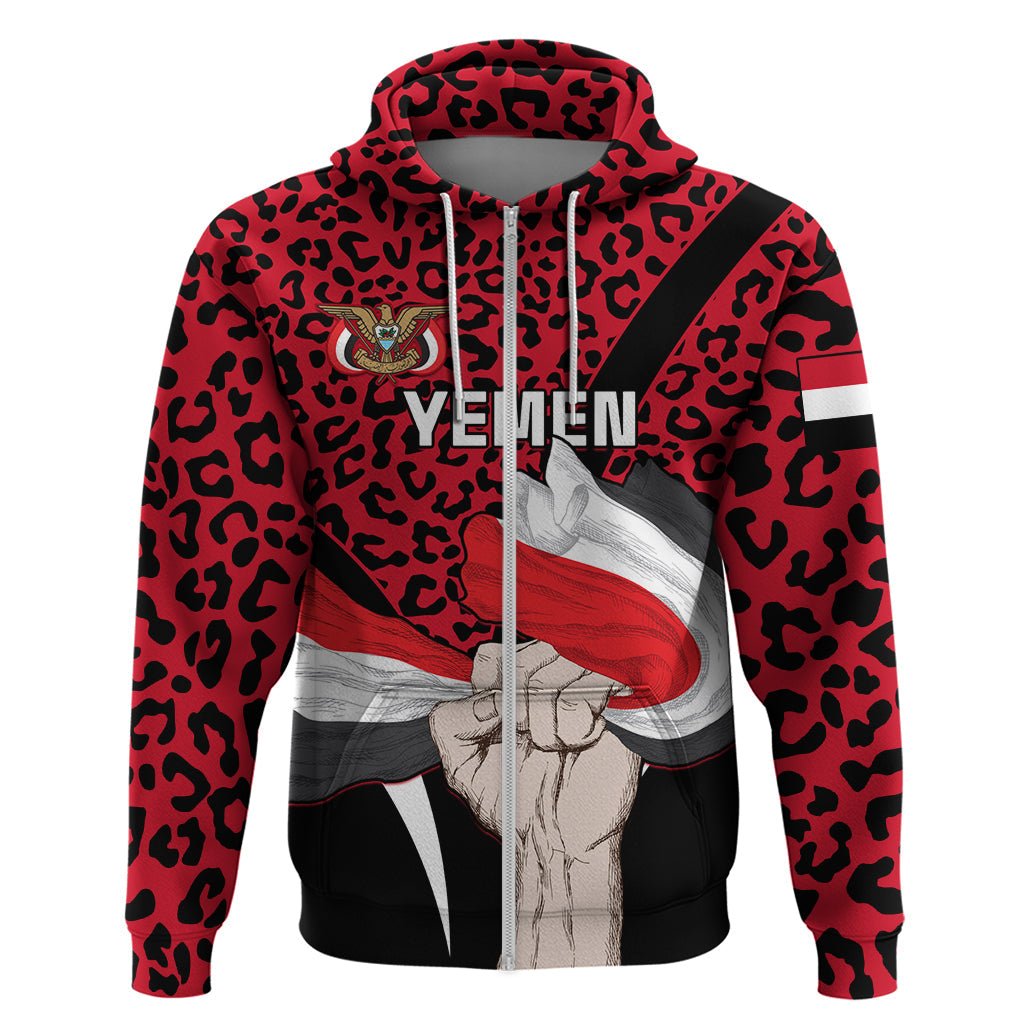 Personalised Yemen Independence Day Hoodie Yemeni Coat Of Arms Leopard Pattern LT01