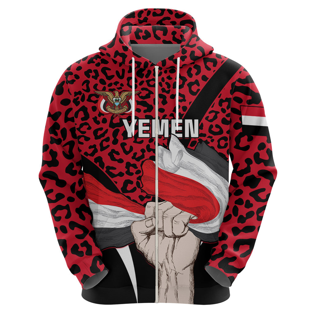 Personalised Yemen Independence Day Hoodie Yemeni Coat Of Arms Leopard Pattern LT01