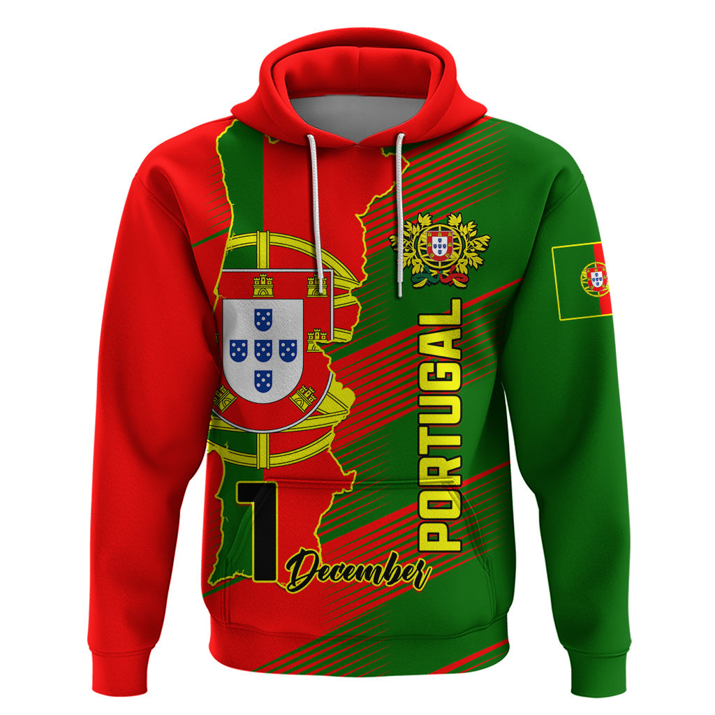 Personalised Portugal Independence Day Hoodie Portuguesa Map Flag Style LT01