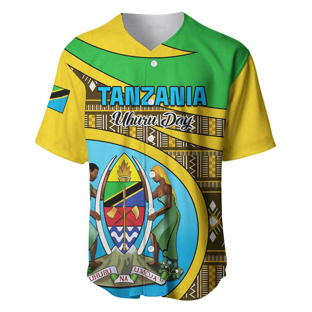 Personalized Tanzania Independence Day Baseball Jersey with Tanzanian Coat of Arms and African Pattern LT01
