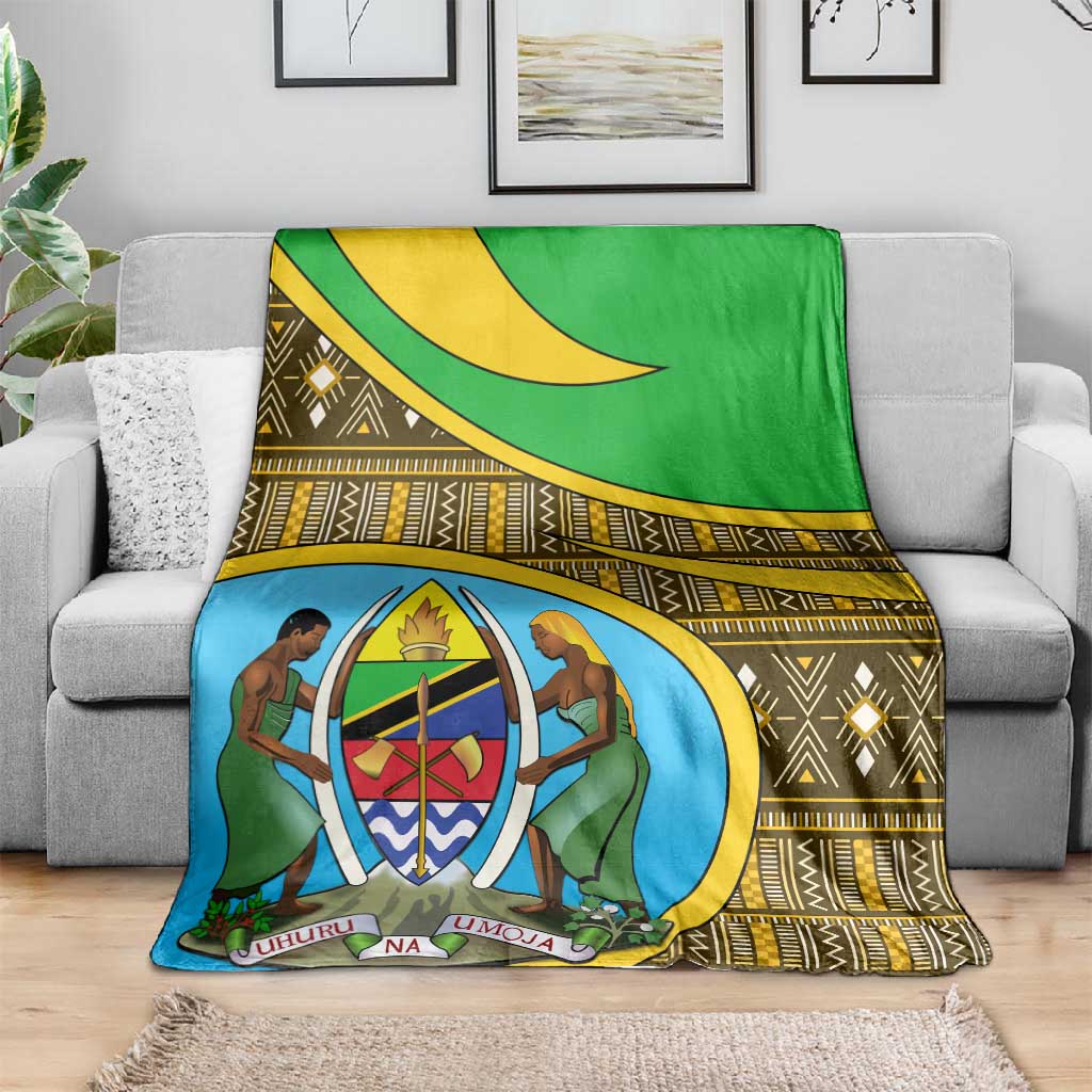 Tanzania Independence Day Blanket with Tanzanian Coat of Arms and African Pattern LT01