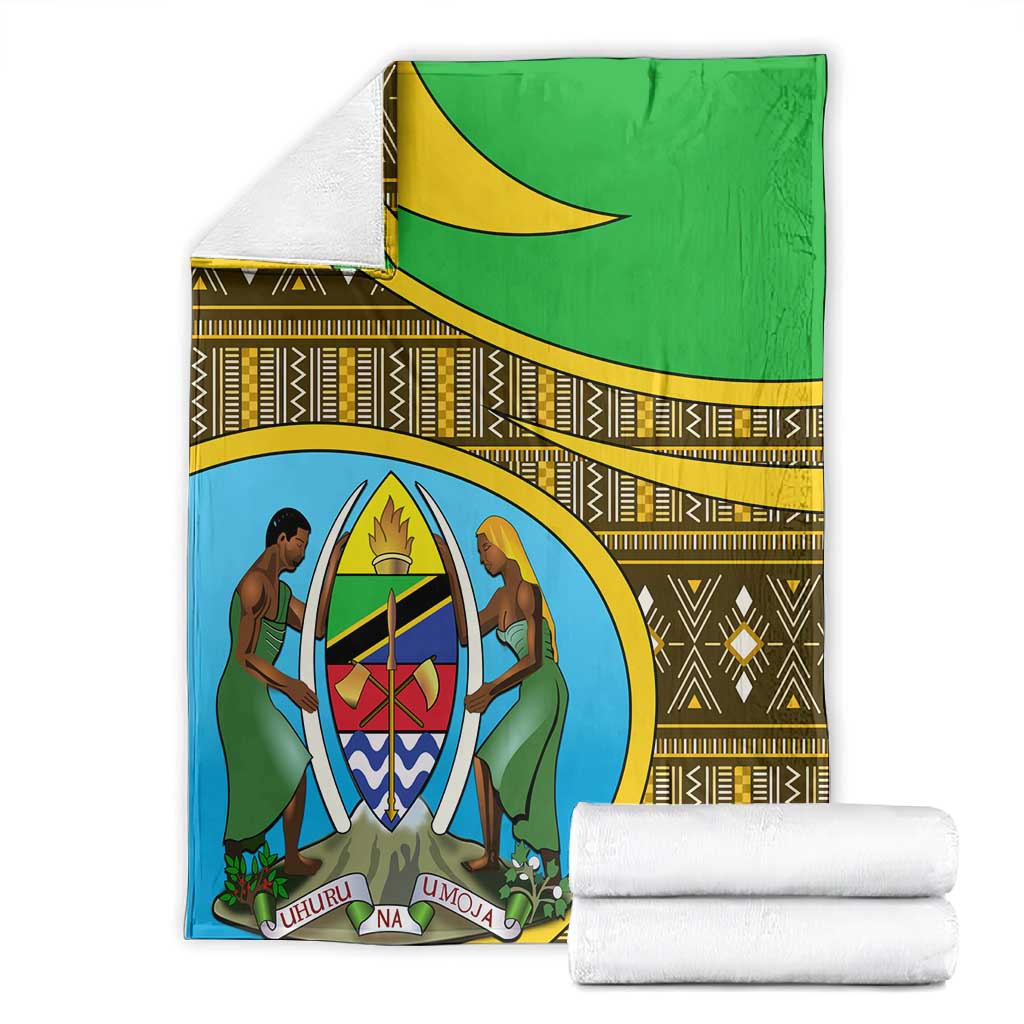 Tanzania Independence Day Blanket with Tanzanian Coat of Arms and African Pattern LT01