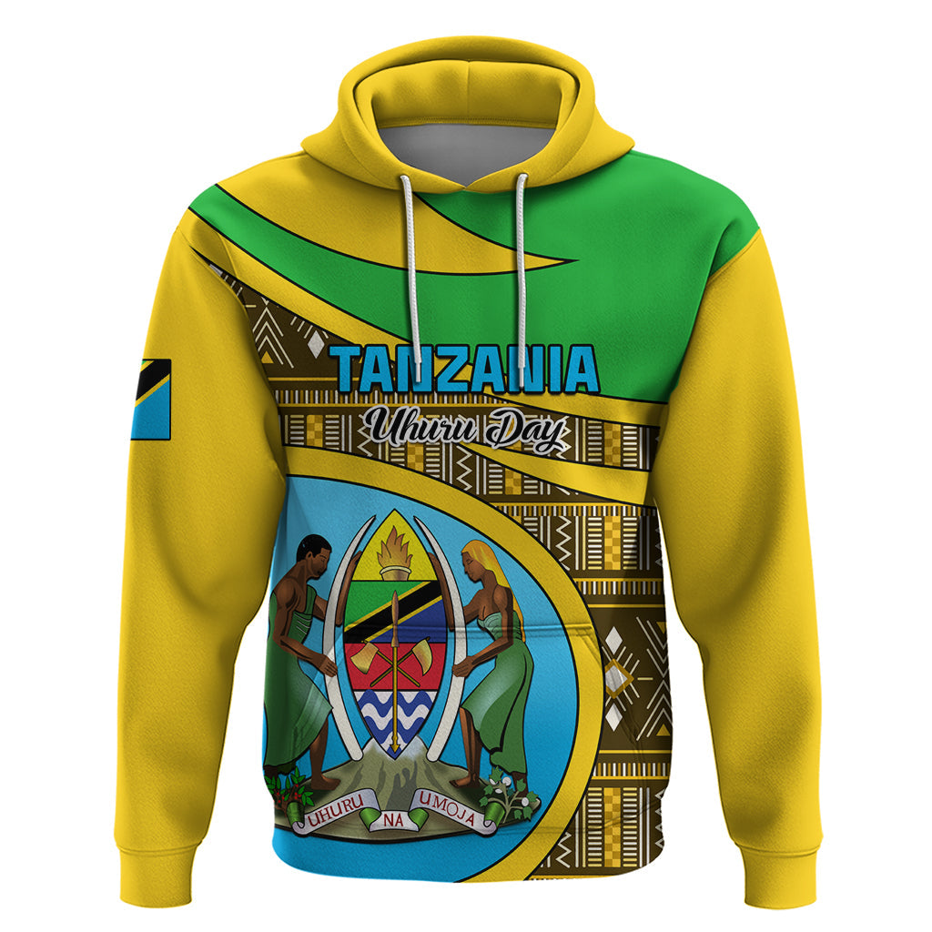 Personalised Tanzania Independence Day Hoodie Tanzanian Coat Of Arms African Pattern LT01