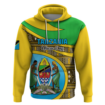 Personalised Tanzania Independence Day Hoodie Tanzanian Coat Of Arms African Pattern LT01