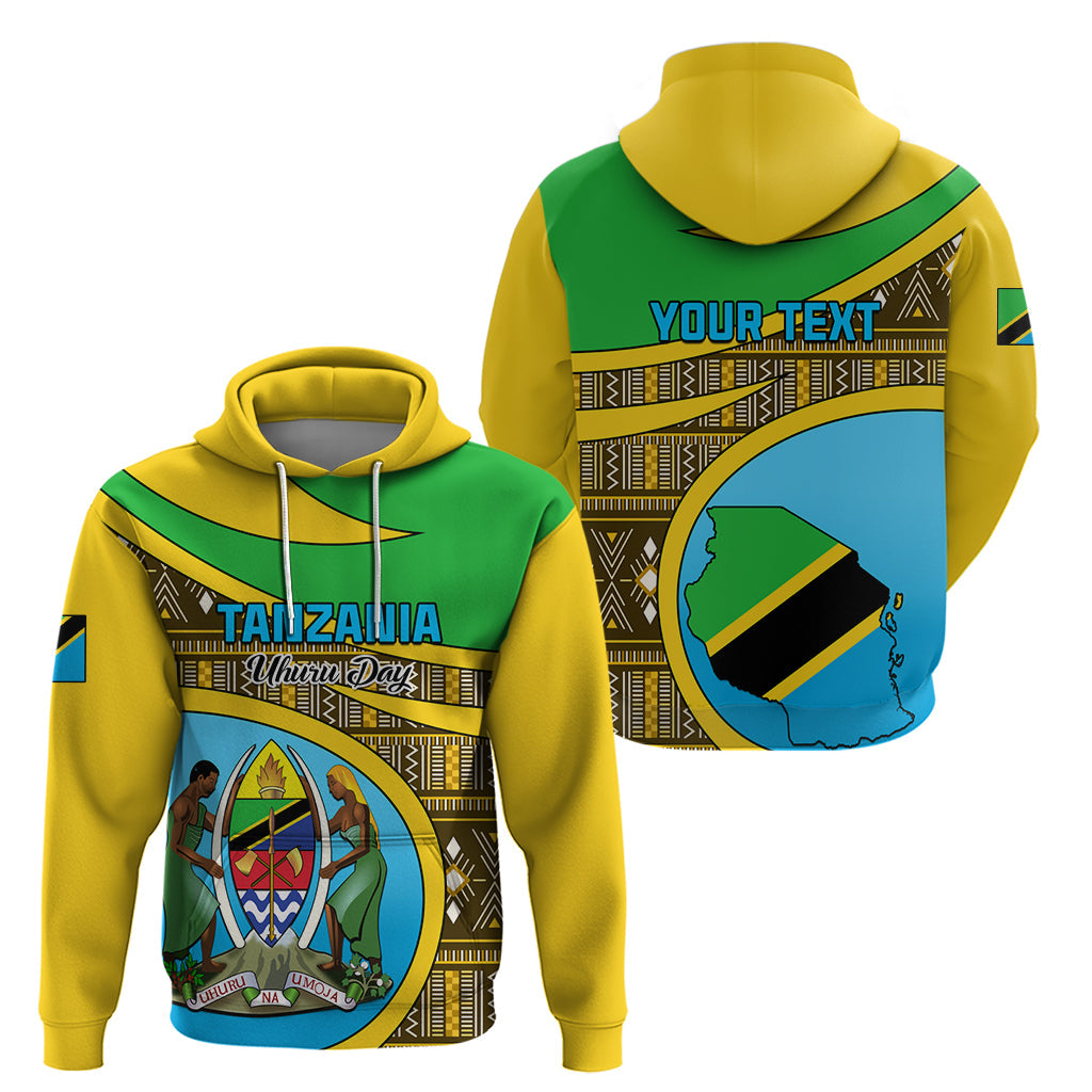 Personalised Tanzania Independence Day Hoodie Tanzanian Coat Of Arms African Pattern LT01