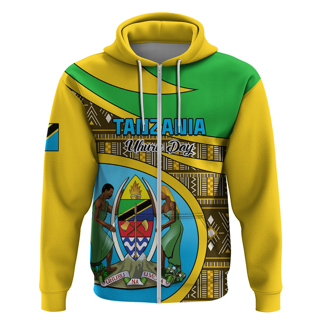 Personalised Tanzania Independence Day Hoodie Tanzanian Coat Of Arms African Pattern LT01