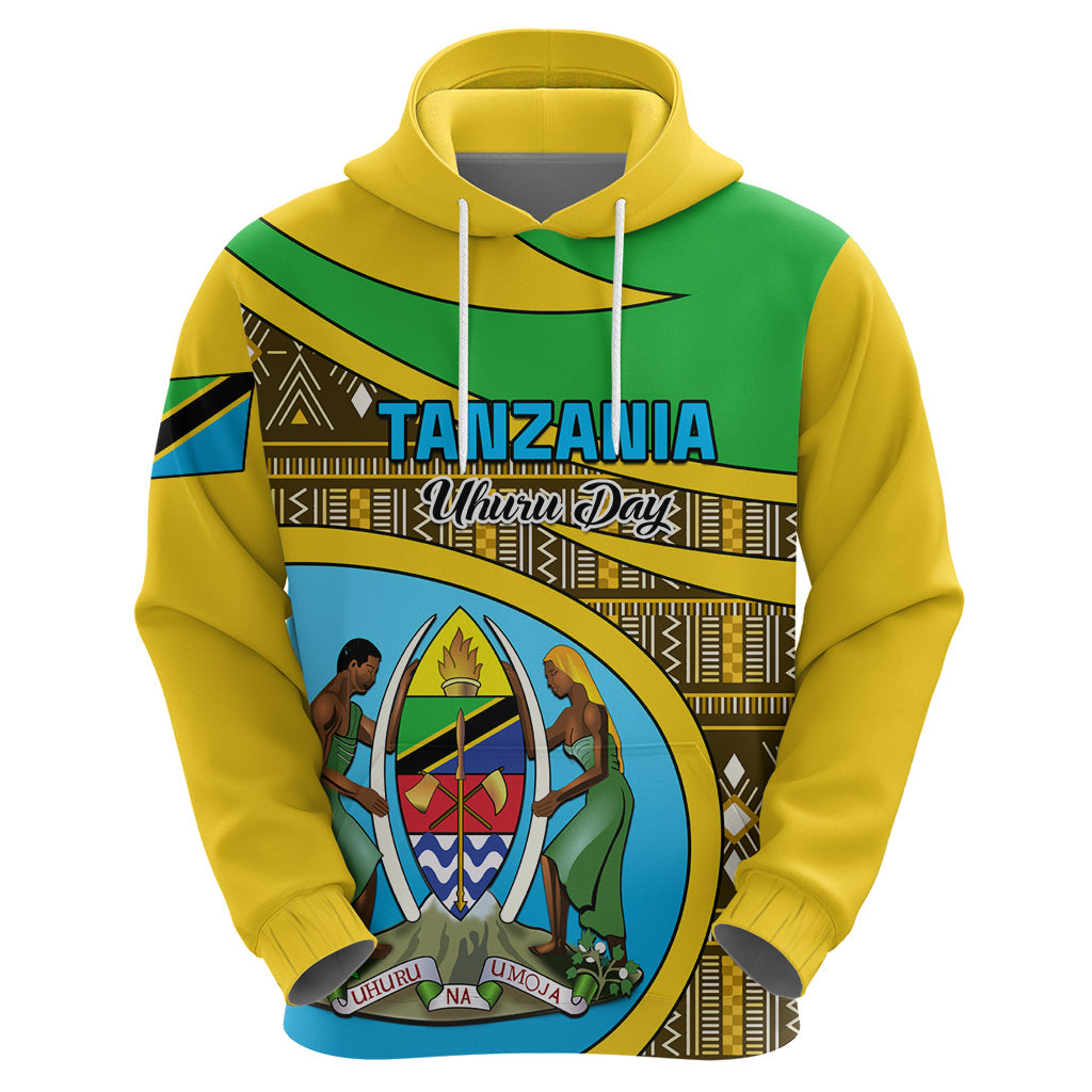 Personalised Tanzania Independence Day Hoodie Tanzanian Coat Of Arms African Pattern LT01