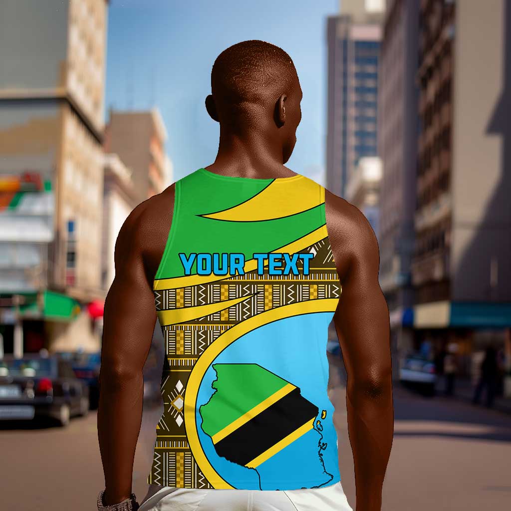 Personalized Tanzania Independence Day Men Tank Top with Tanzanian Coat of Arms and African Pattern LT01