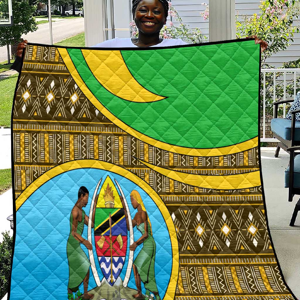 Tanzania Independence Day Quilt with Tanzanian Coat of Arms and African Pattern LT01