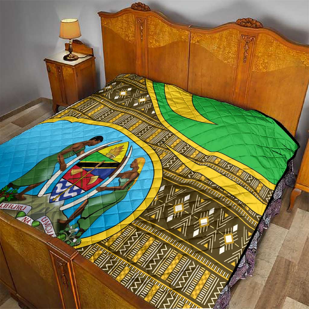Tanzania Independence Day Quilt with Tanzanian Coat of Arms and African Pattern LT01