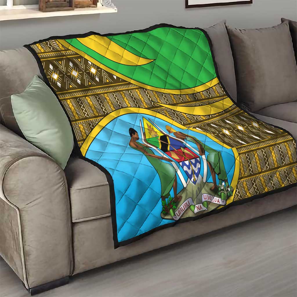 Tanzania Independence Day Quilt with Tanzanian Coat of Arms and African Pattern LT01