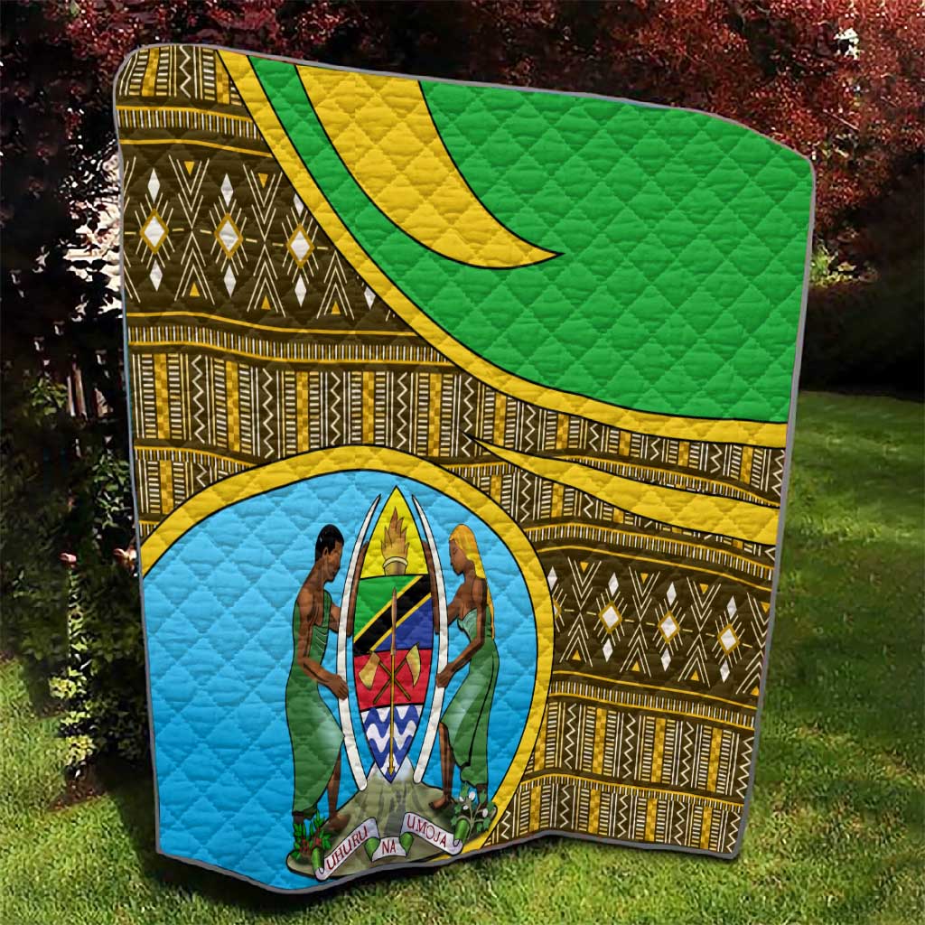 Tanzania Independence Day Quilt with Tanzanian Coat of Arms and African Pattern LT01