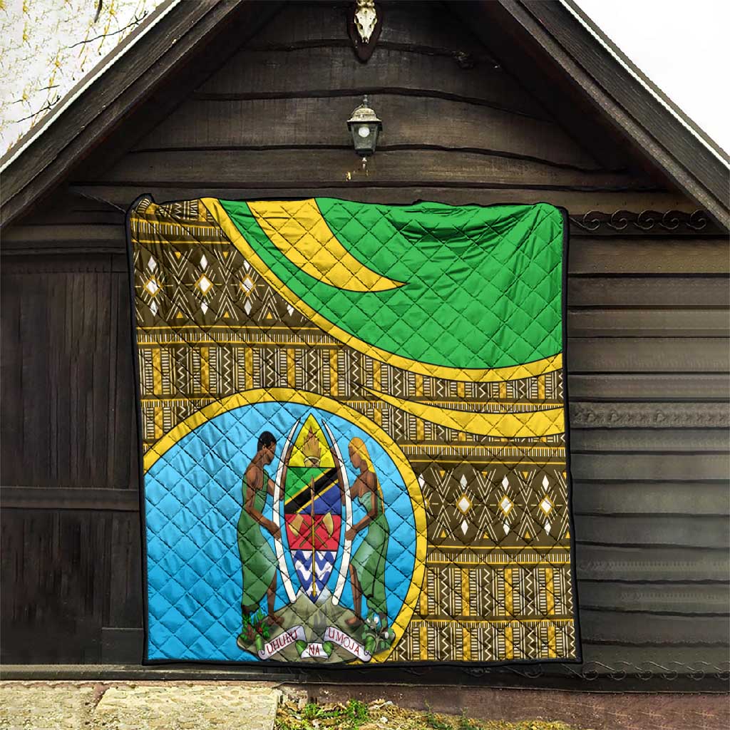 Tanzania Independence Day Quilt with Tanzanian Coat of Arms and African Pattern LT01