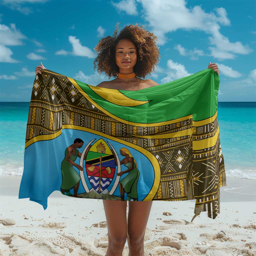 Tanzania Independence Day Sarong with Tanzanian Coat of Arms and African Pattern LT01