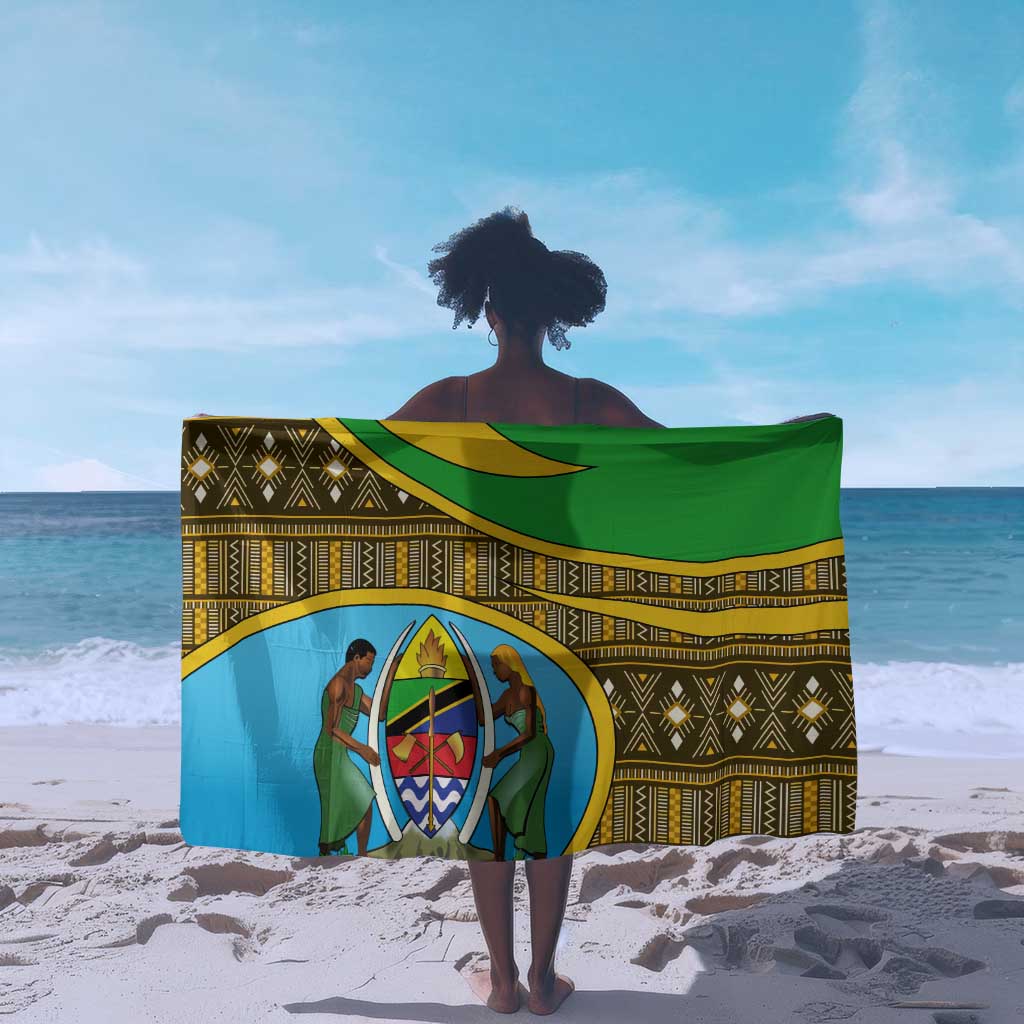 Tanzania Independence Day Sarong with Tanzanian Coat of Arms and African Pattern LT01