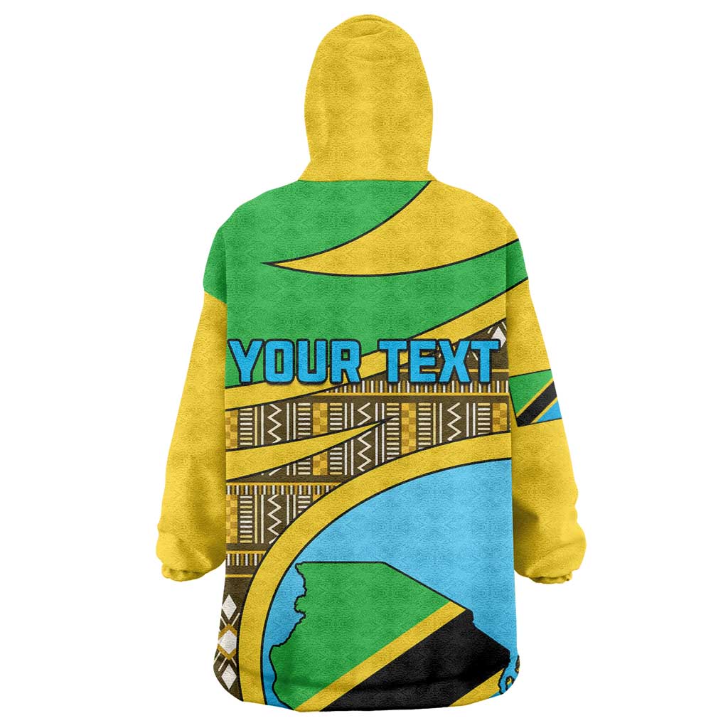 Personalized Tanzania Independence Day Wearable Blanket Hoodie with Tanzanian Coat of Arms and African Pattern LT01