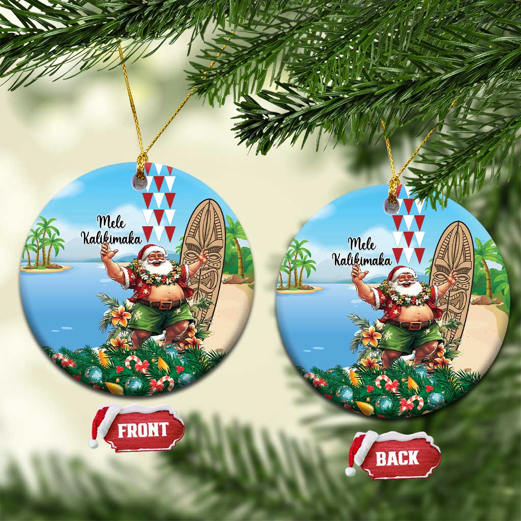 Hawaii Christmas Santa Claus Ceramic Ornament Mele Kalikimaka Tropical Beach LT01