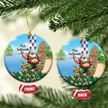 Hawaii Christmas Santa Claus Ceramic Ornament Mele Kalikimaka Tropical Beach LT01