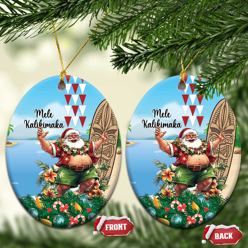 Hawaii Christmas Santa Claus Ceramic Ornament Mele Kalikimaka Tropical Beach LT01