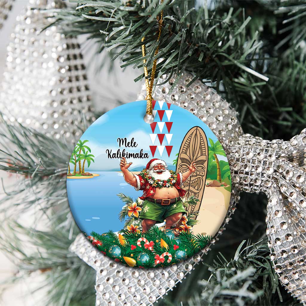 Hawaii Christmas Santa Claus Ceramic Ornament Mele Kalikimaka Tropical Beach LT01
