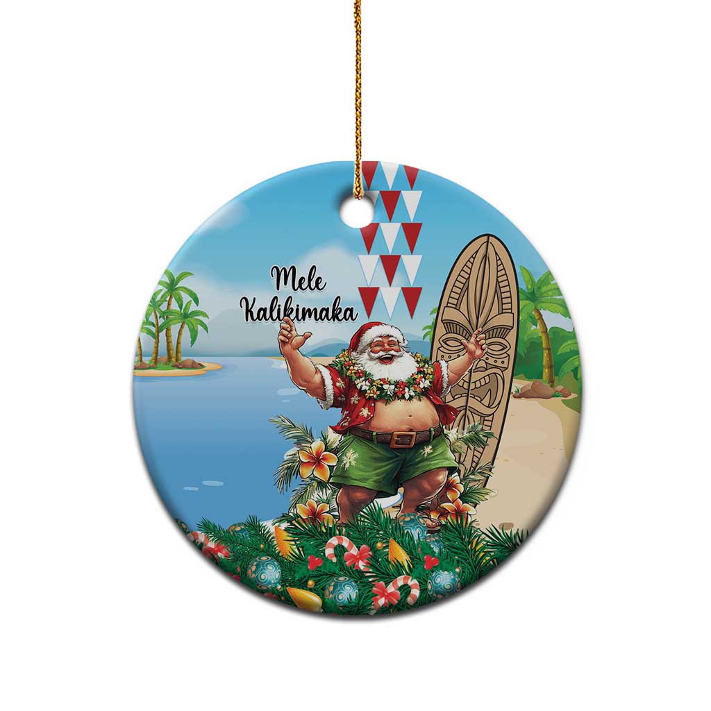 Hawaii Christmas Santa Claus Ceramic Ornament Mele Kalikimaka Tropical Beach LT01
