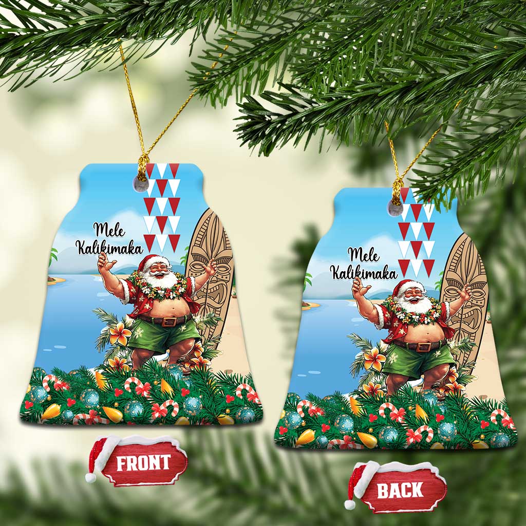 Hawaii Christmas Santa Claus Ceramic Ornament Mele Kalikimaka Tropical Beach LT01