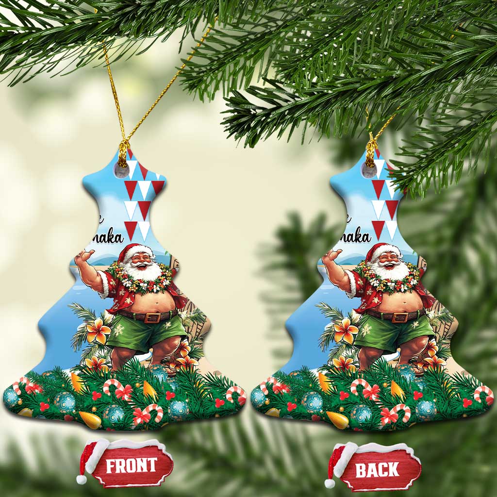 Hawaii Christmas Santa Claus Ceramic Ornament Mele Kalikimaka Tropical Beach LT01
