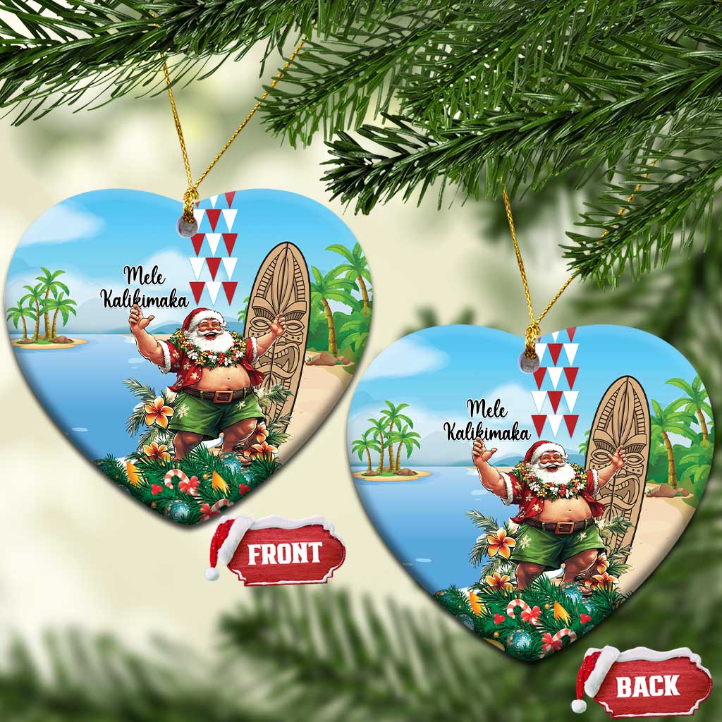 Hawaii Christmas Santa Claus Ceramic Ornament Mele Kalikimaka Tropical Beach LT01