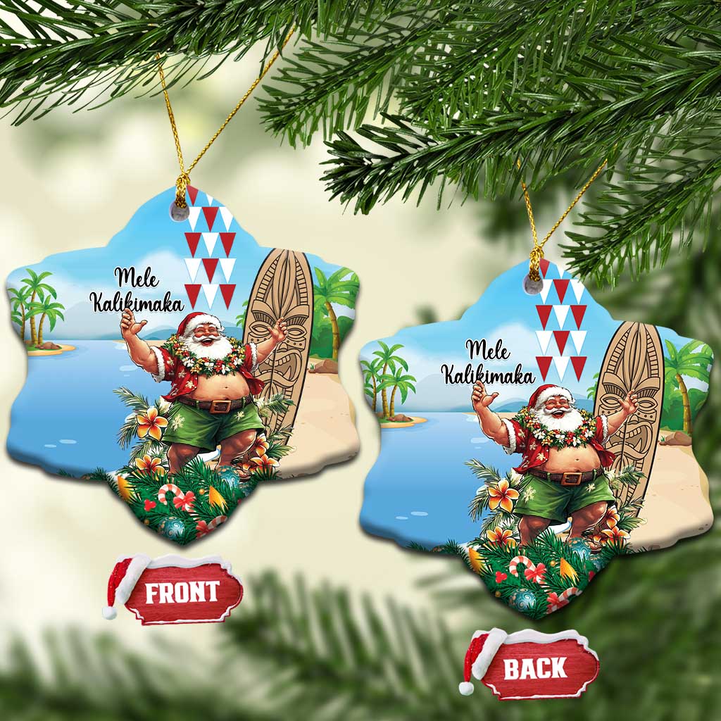 Hawaii Christmas Santa Claus Ceramic Ornament Mele Kalikimaka Tropical Beach LT01